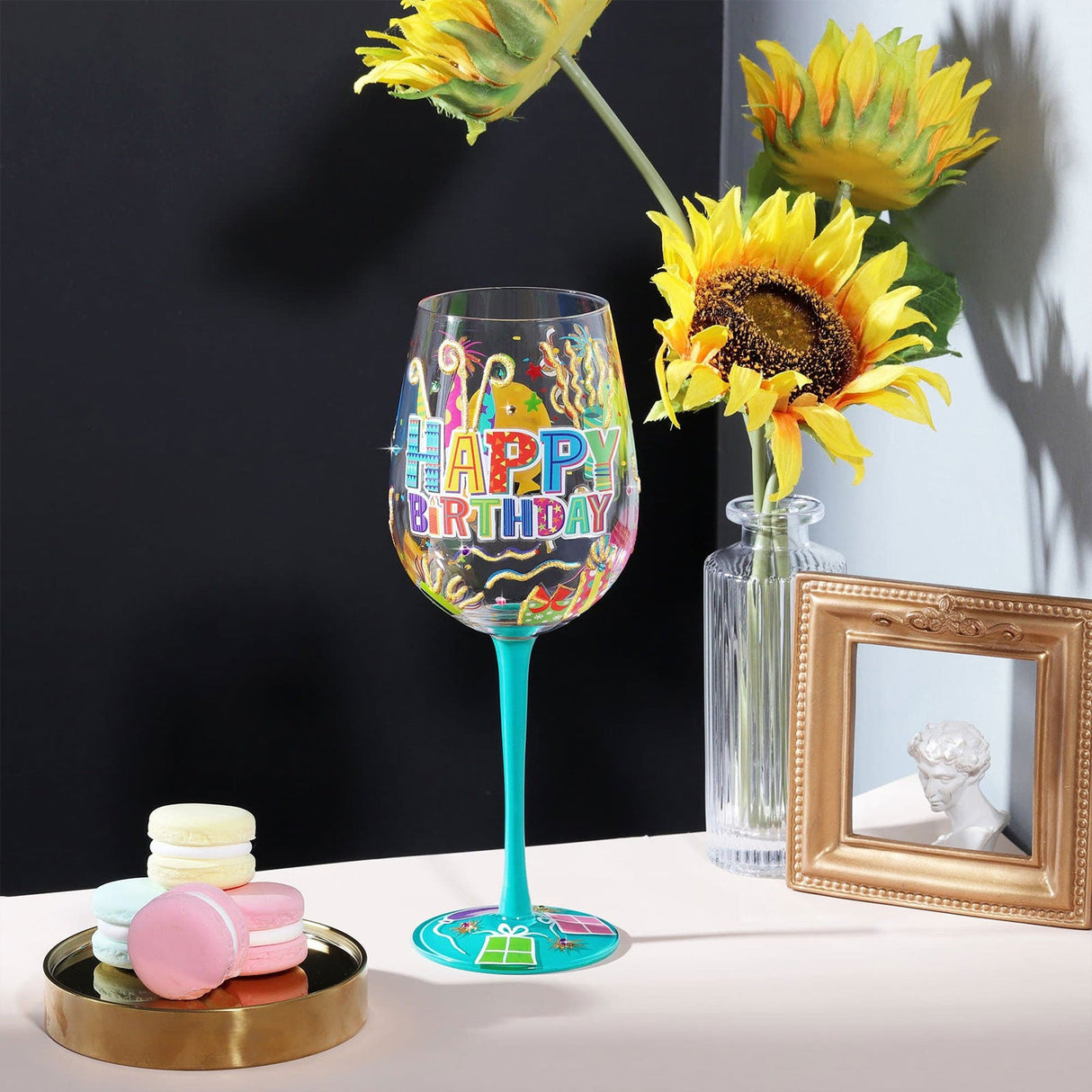 Hand-painted Happy Birthday Wine Glass