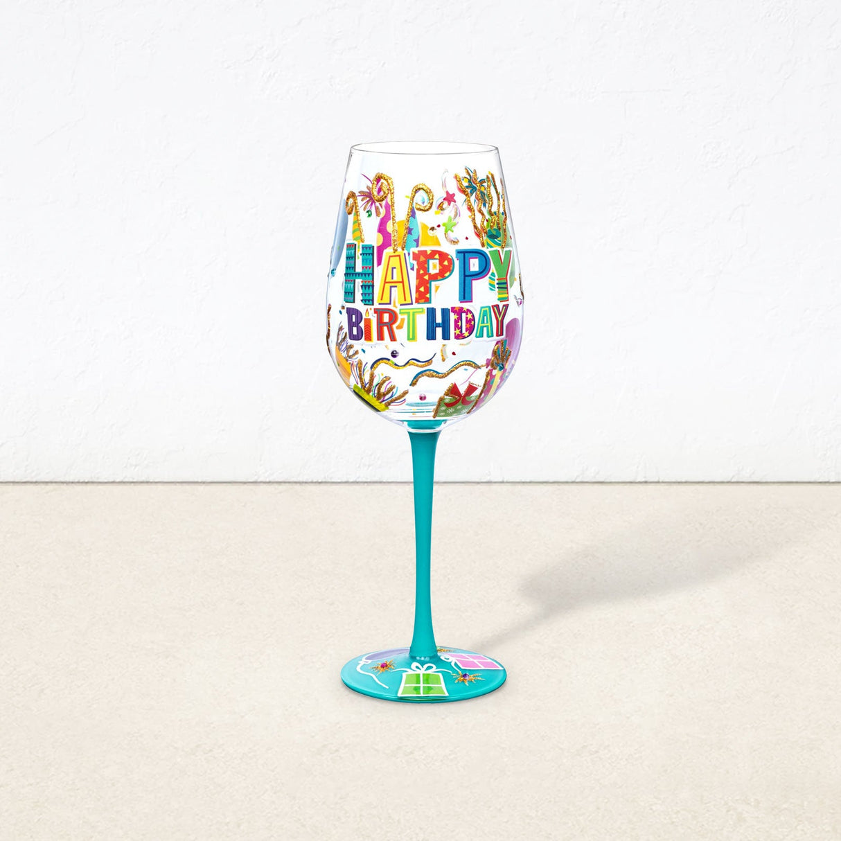 Hand-painted Happy Birthday Wine Glass