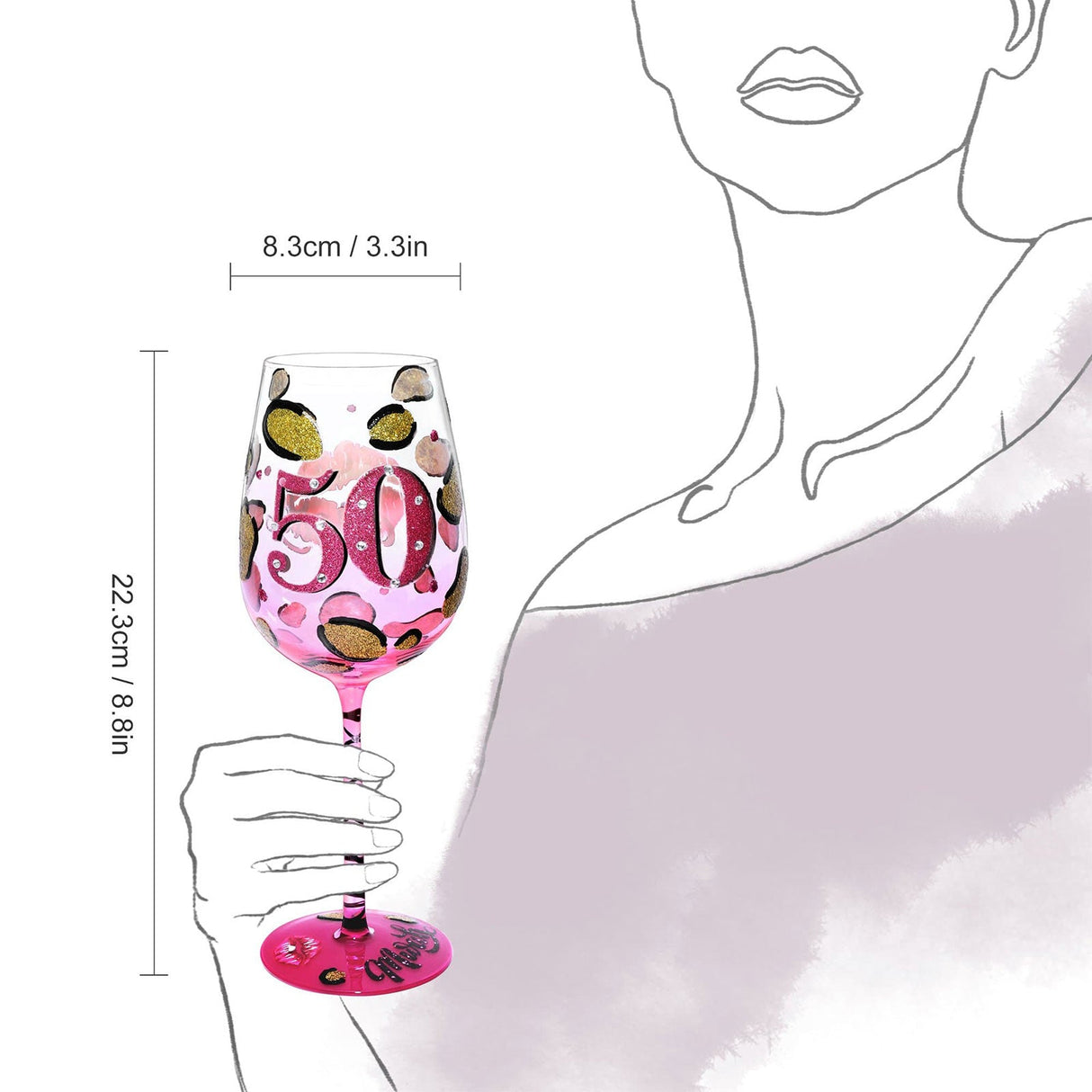 Hand-painted Pink Leopard Wine Glass
