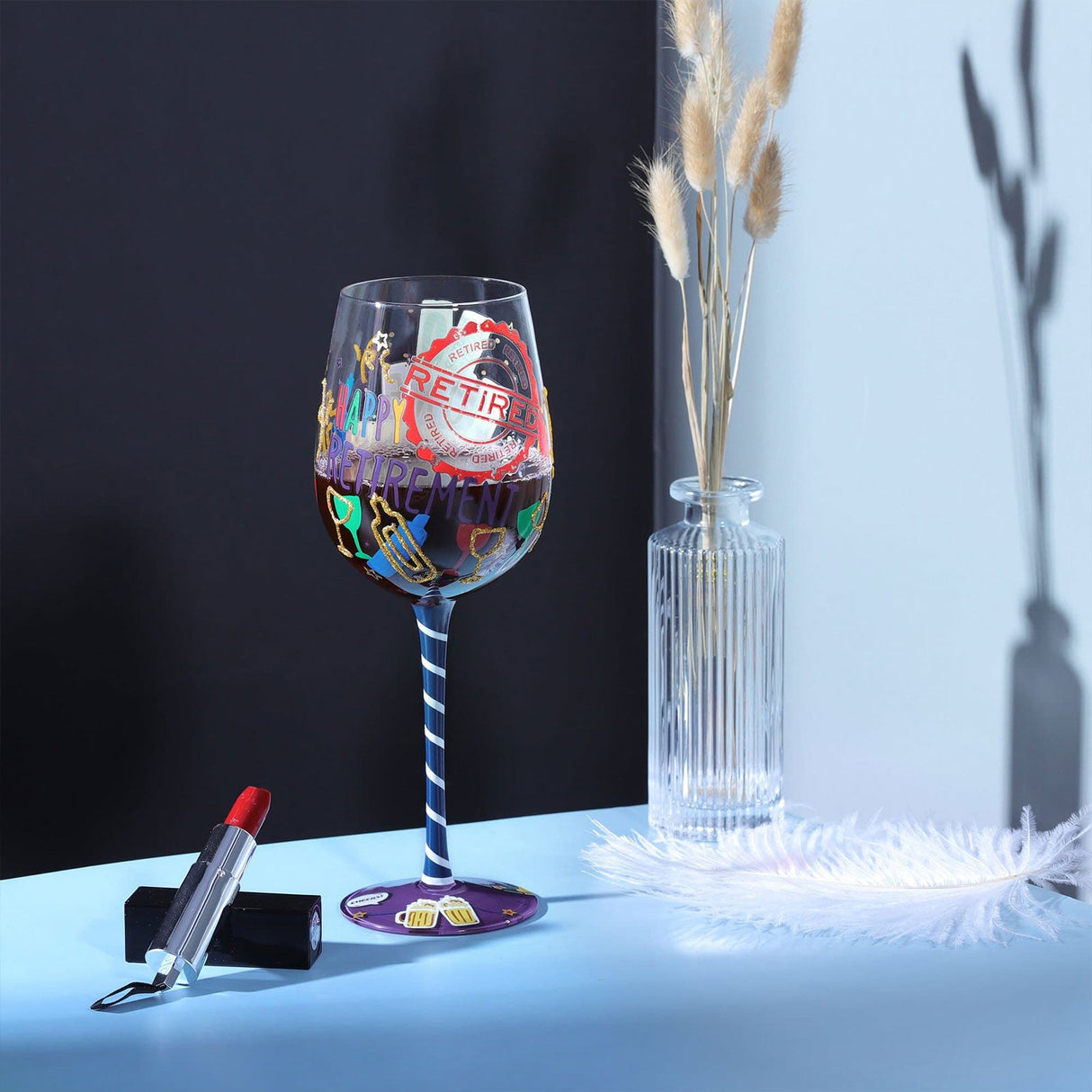 Hand-painted Retired Life Wine Glass