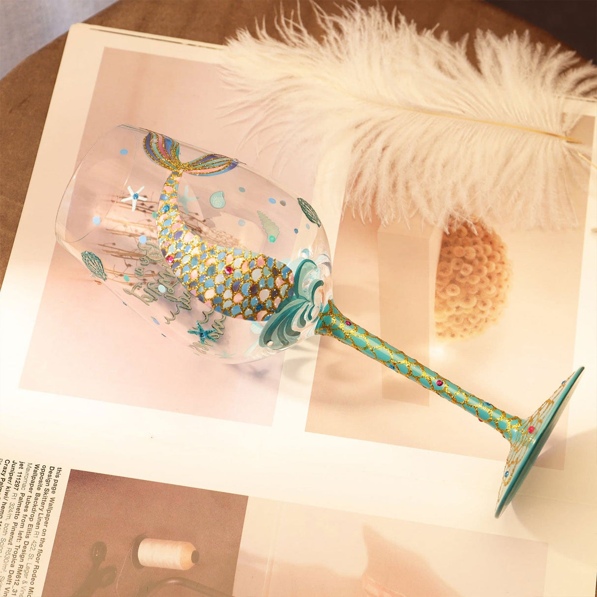 Hand-painted Mermaid Wine Glass