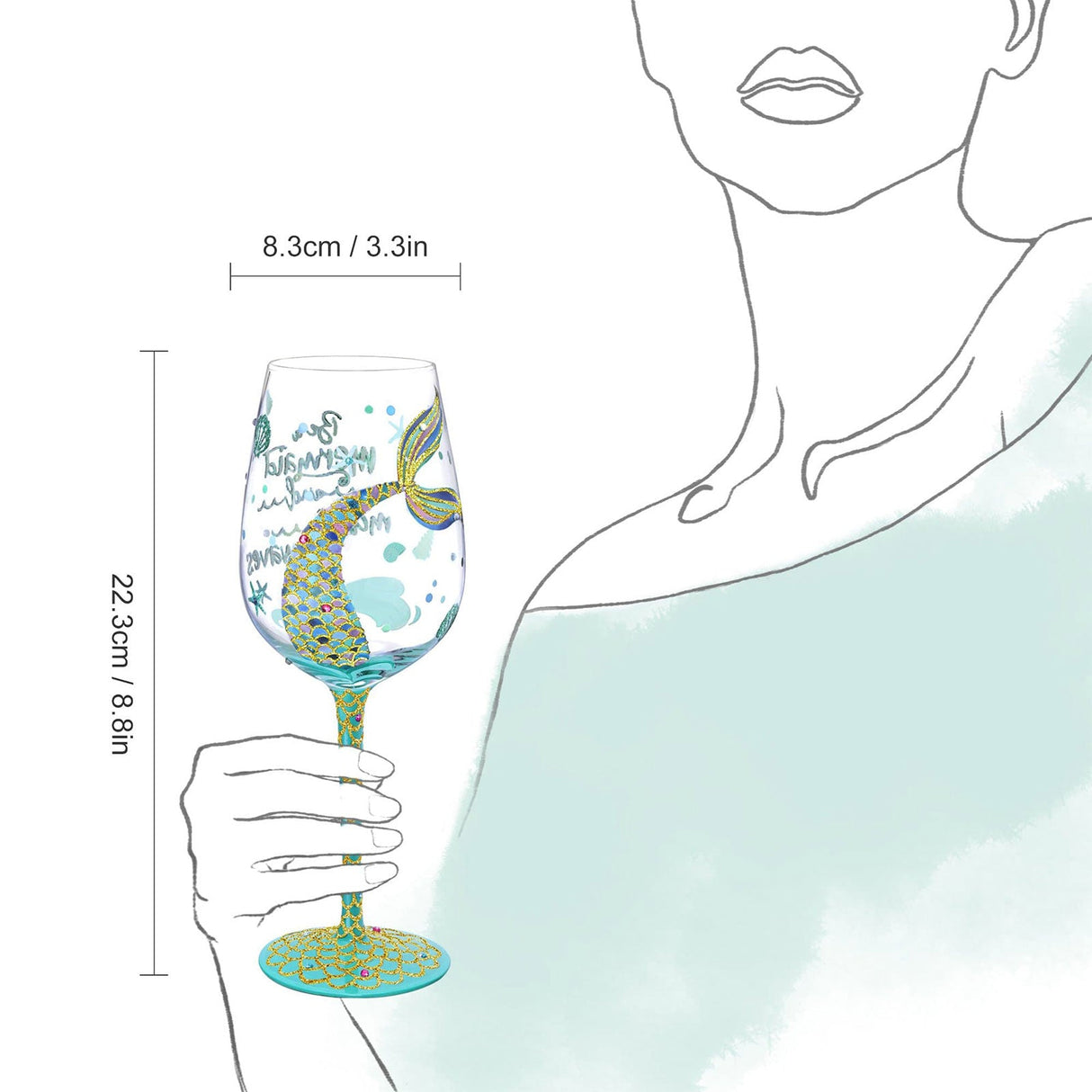 Hand-painted Mermaid Wine Glass