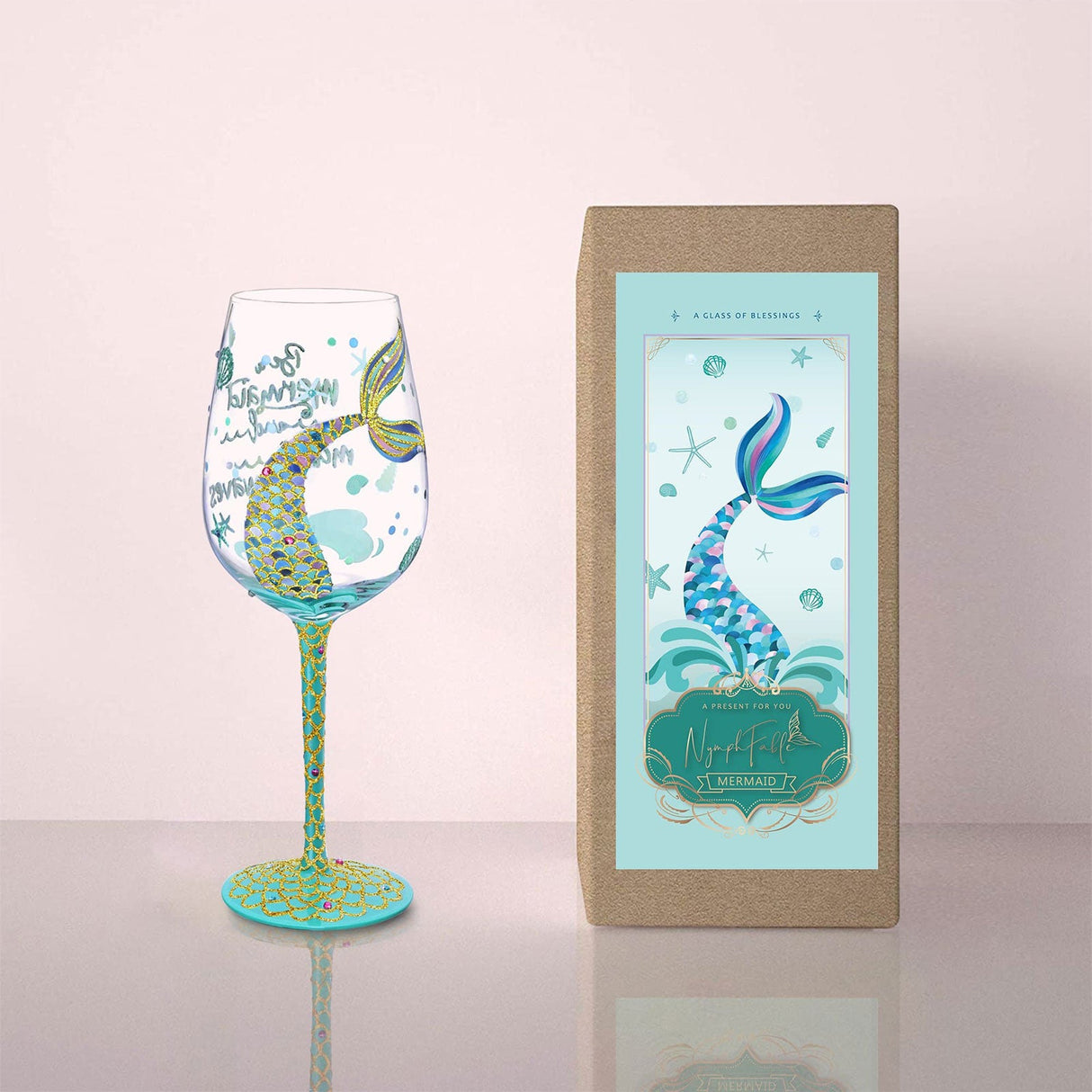 Hand-painted Mermaid Wine Glass
