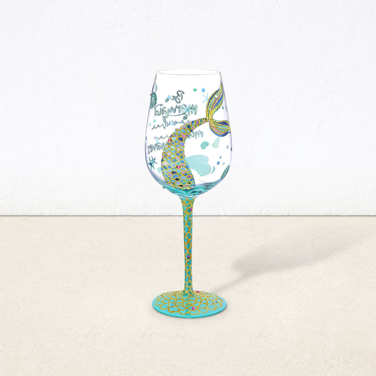Hand-painted Mermaid Wine Glass