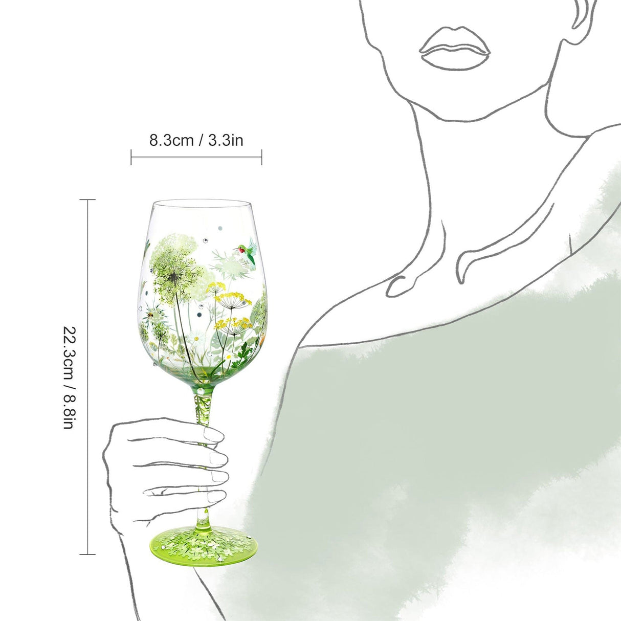 Hand-painted Dandelion Wine Glass