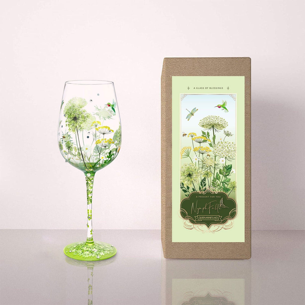 Hand-painted Dandelion Wine Glass