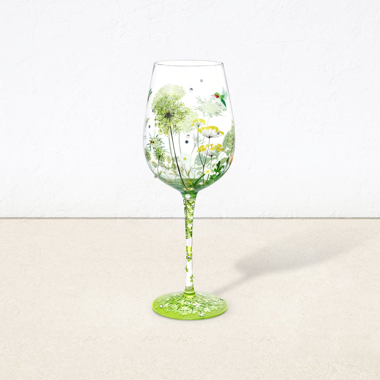 Hand-painted Dandelion Wine Glass