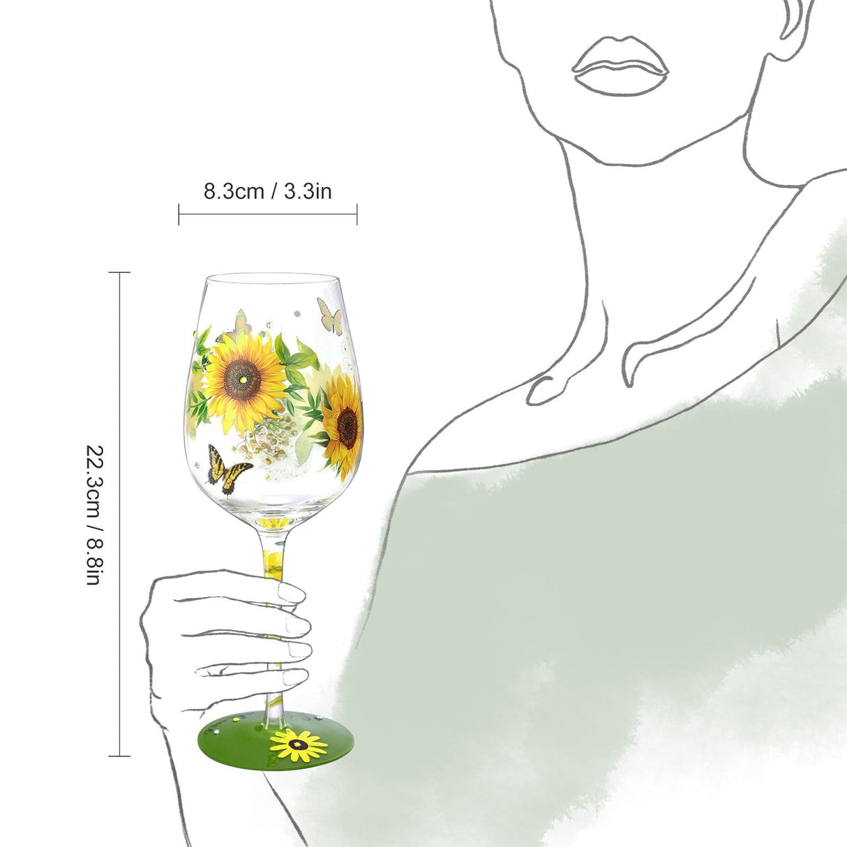 Hand-painted Sunflower Wine Glass