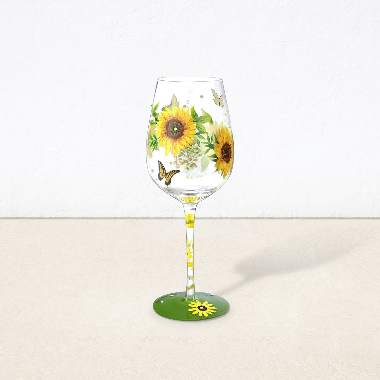 Hand-painted Sunflower Wine Glass