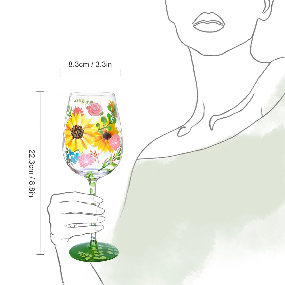 Hand-painted Watercolor Flowers Wine Glass