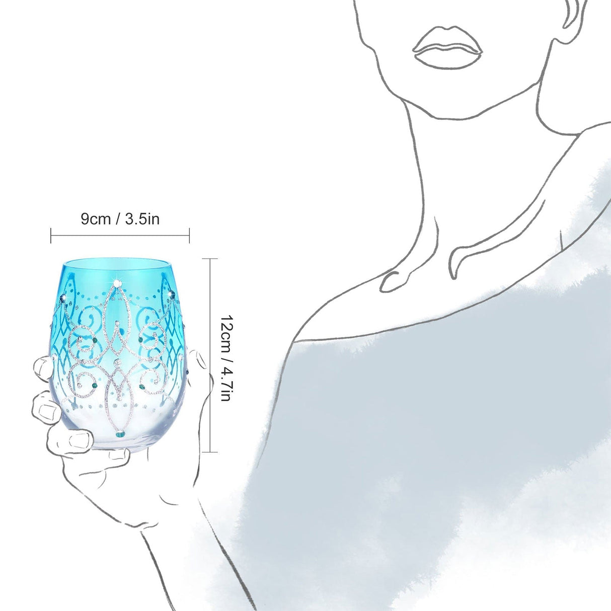 Blue Stemless Wine Tumblers Set