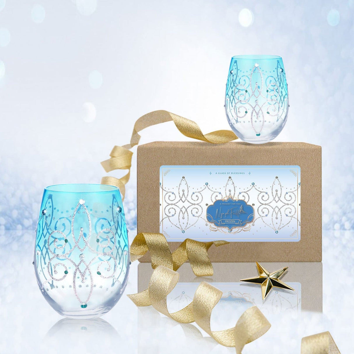 Blue Stemless Wine Tumblers Set