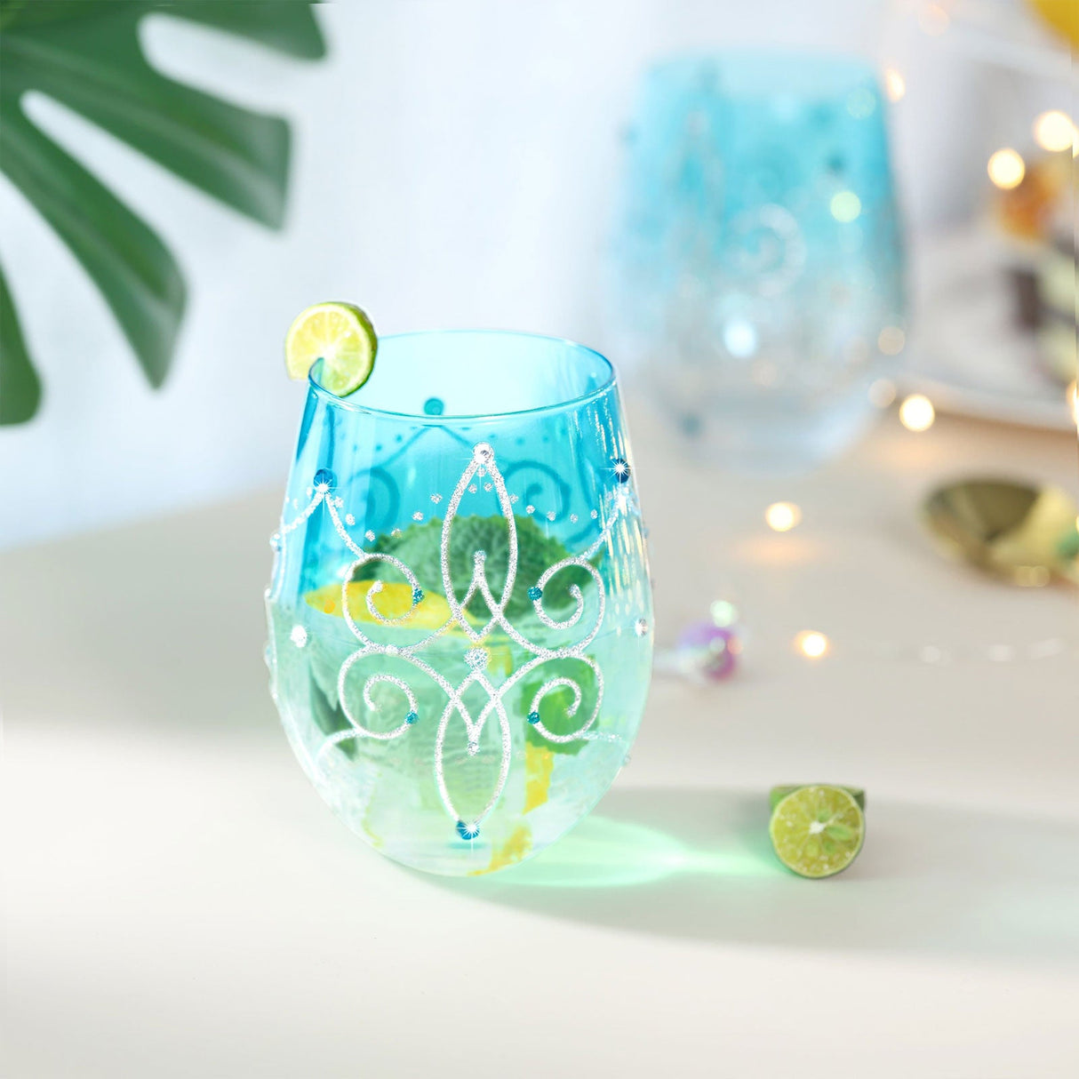 Blue Stemless Wine Tumblers Set