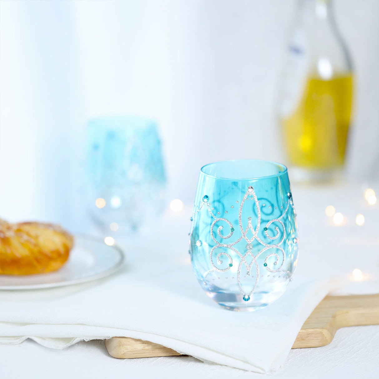 Blue Stemless Wine Tumblers Set