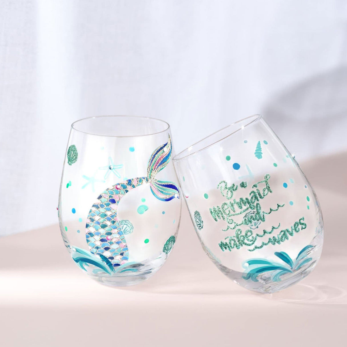 Mermaid Stemless Wine Glasses Set
