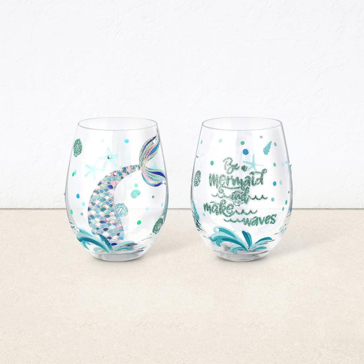 Mermaid Stemless Wine Glasses Set
