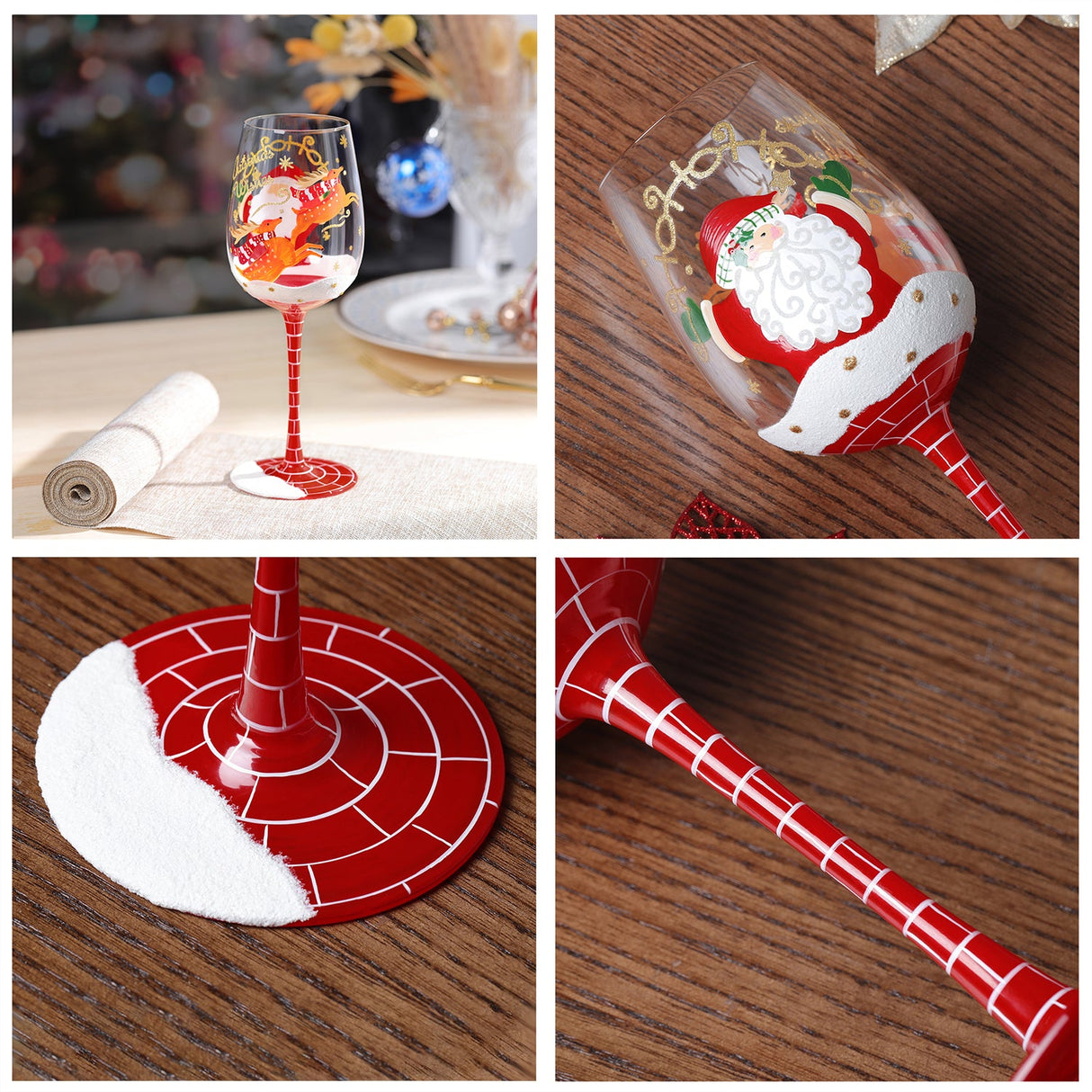 Hand-painted Santa Claus Christmas Wine Glass