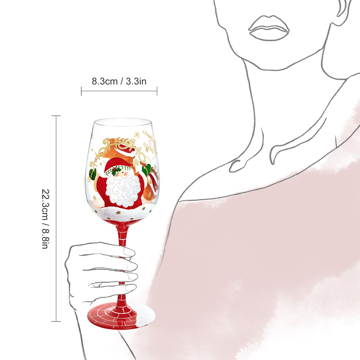 Hand-painted Santa Claus Christmas Wine Glass