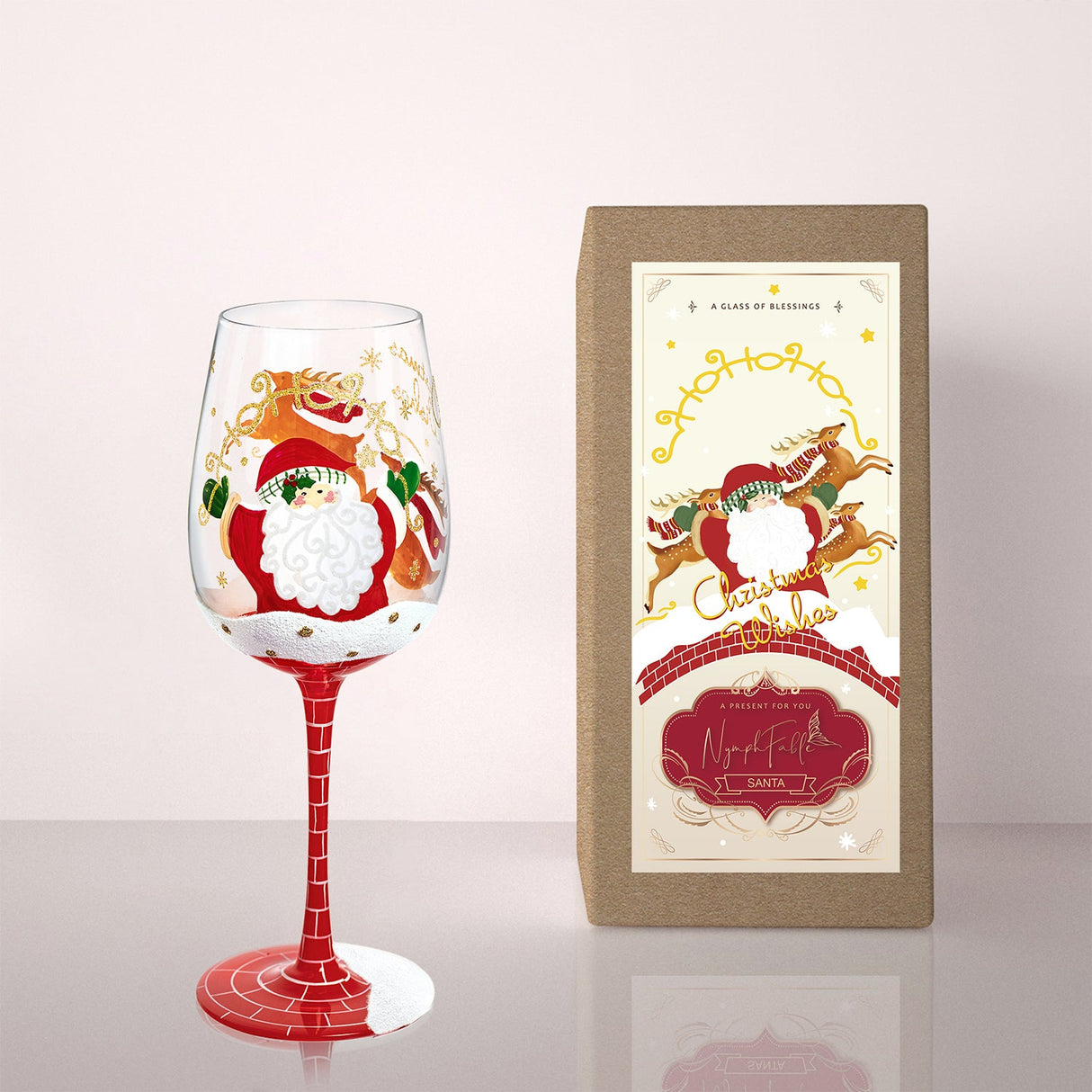 Hand-painted Santa Claus Christmas Wine Glass