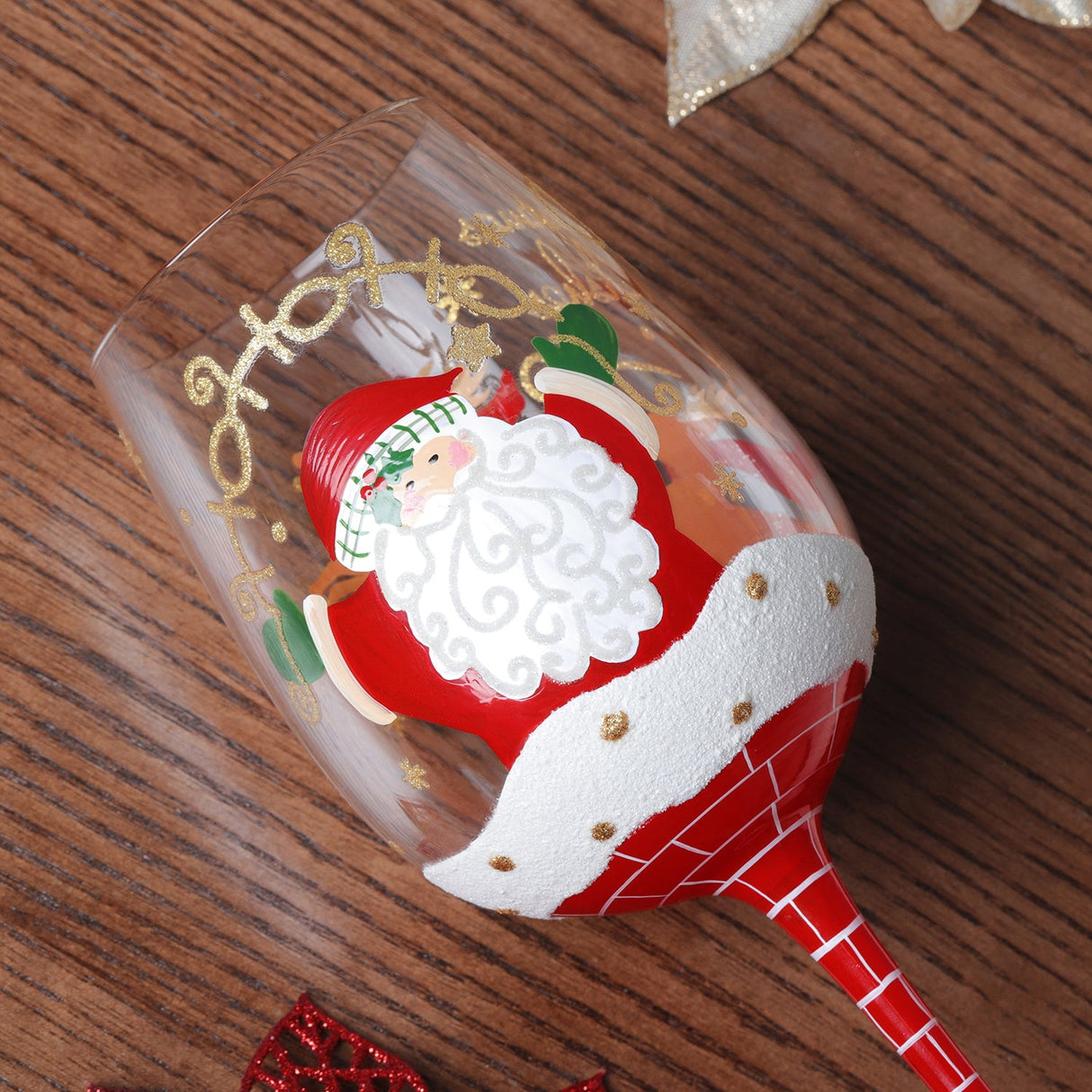 Hand-painted Santa Claus Christmas Wine Glass