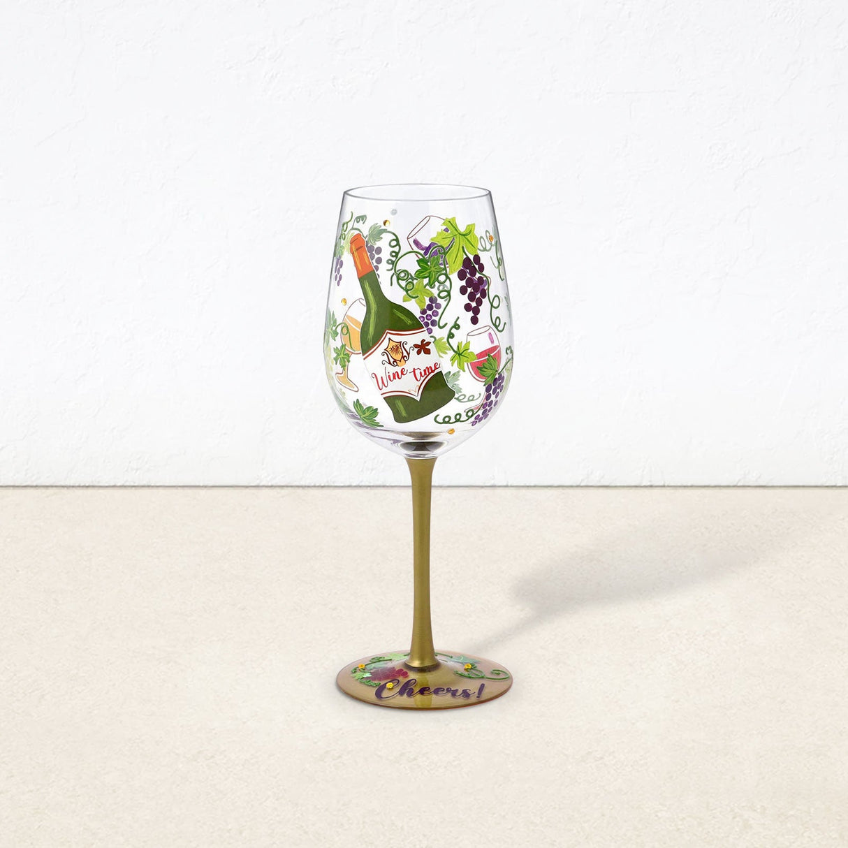 Hand-painted Grape Vine Wine Glass