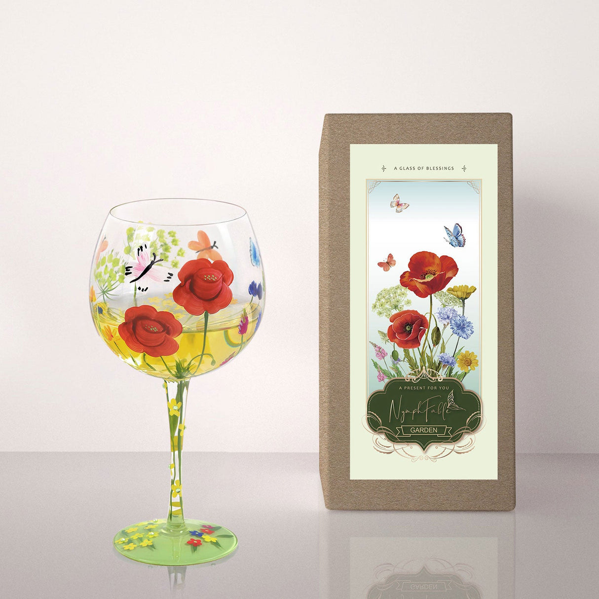 Hand-painted Flowers Balloon Glasses