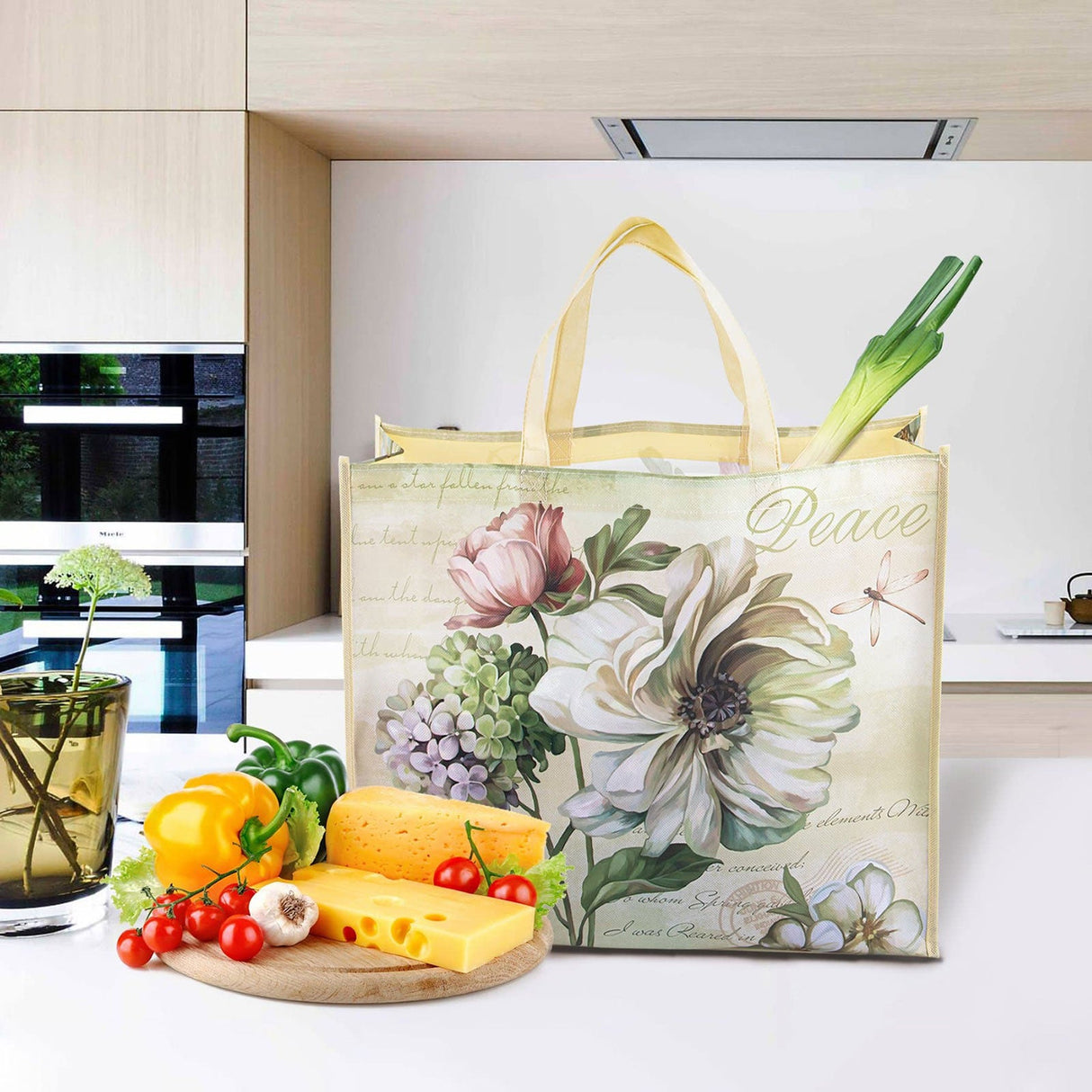 Retro Flower Grocery Bags