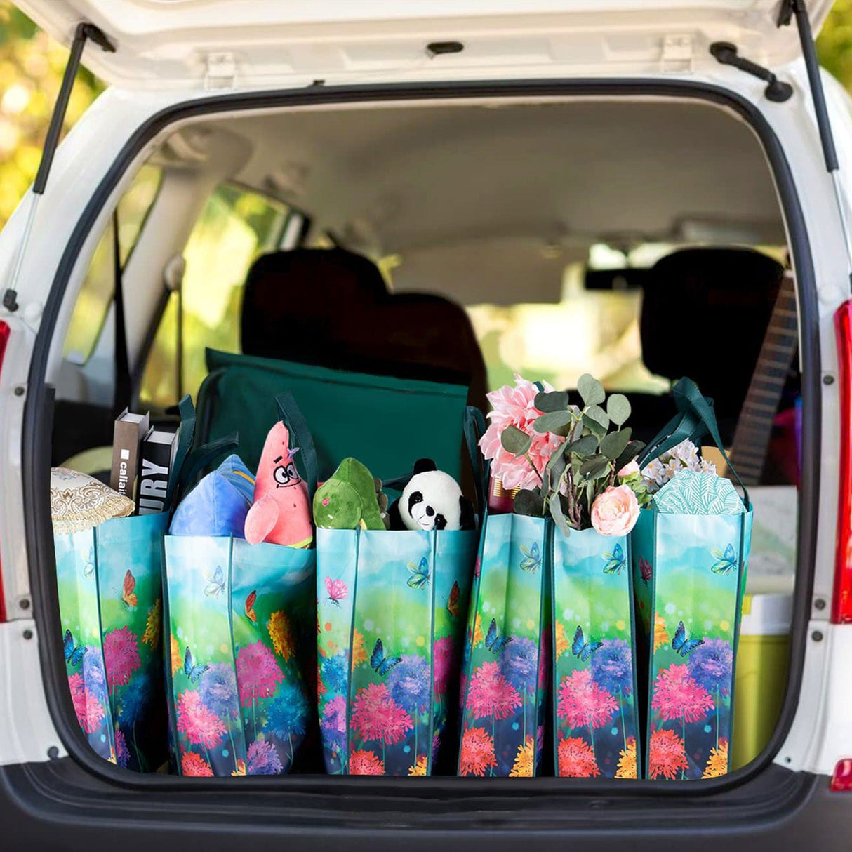 Colorful Flowers Grocery Bags