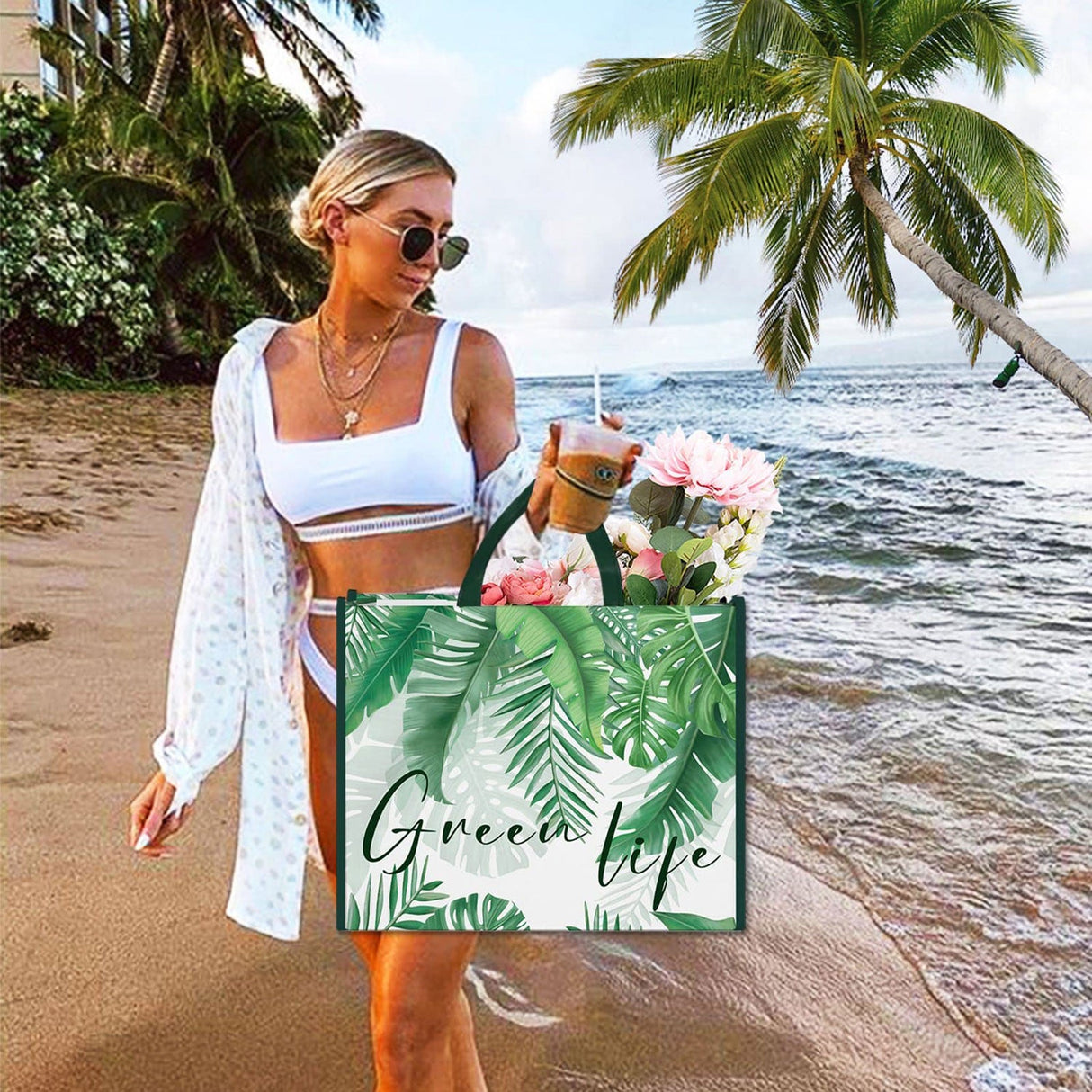 Palm Tree Leaves Shopping Bags
