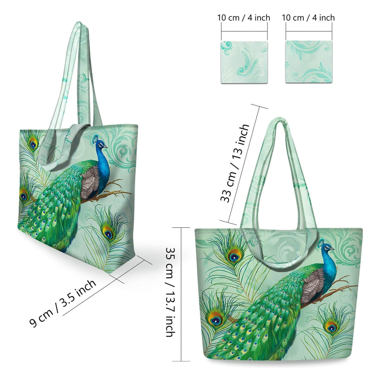 Green Peacock Tote Bag