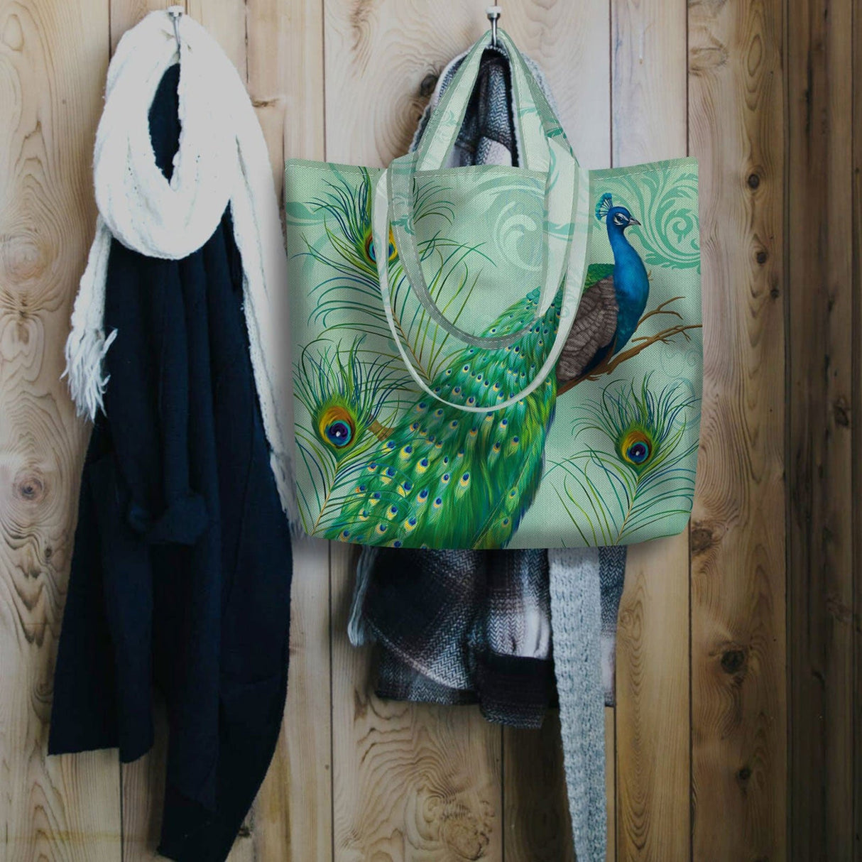 Green Peacock Tote Bag
