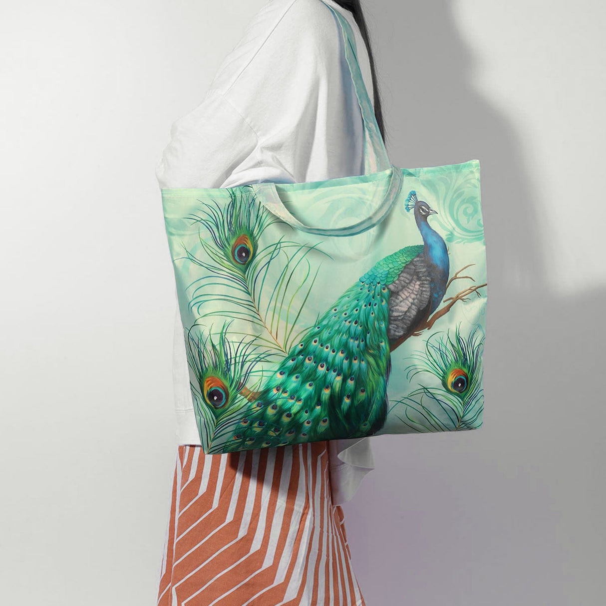 Green Peacock Tote Bag
