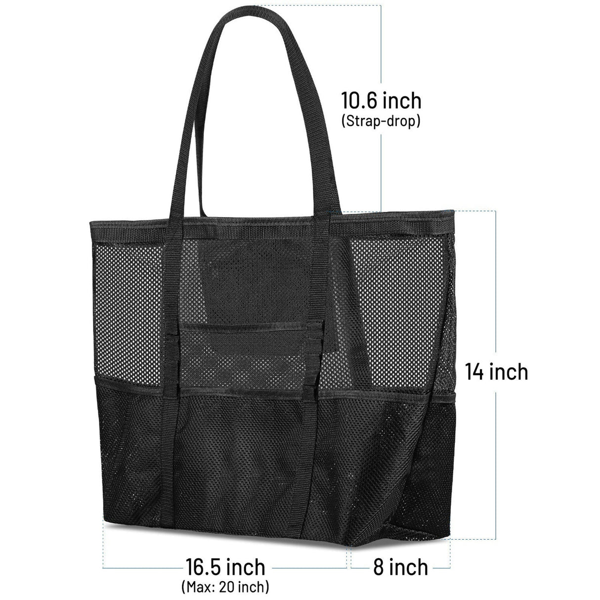 9 Pockets Mesh Beach Tote Bag