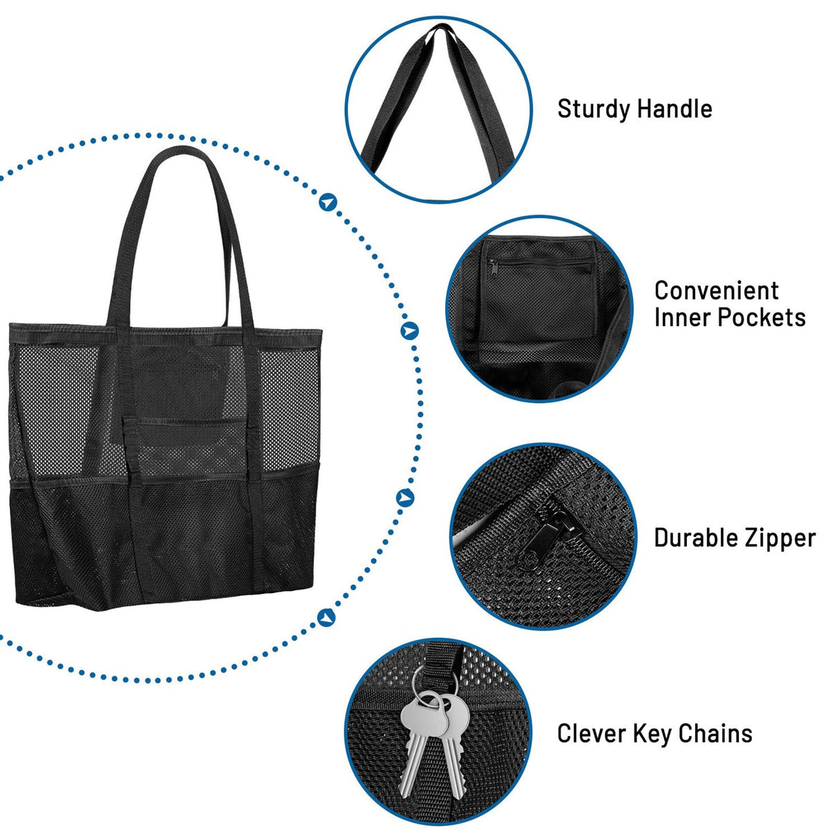 9 Pockets Mesh Beach Tote Bag