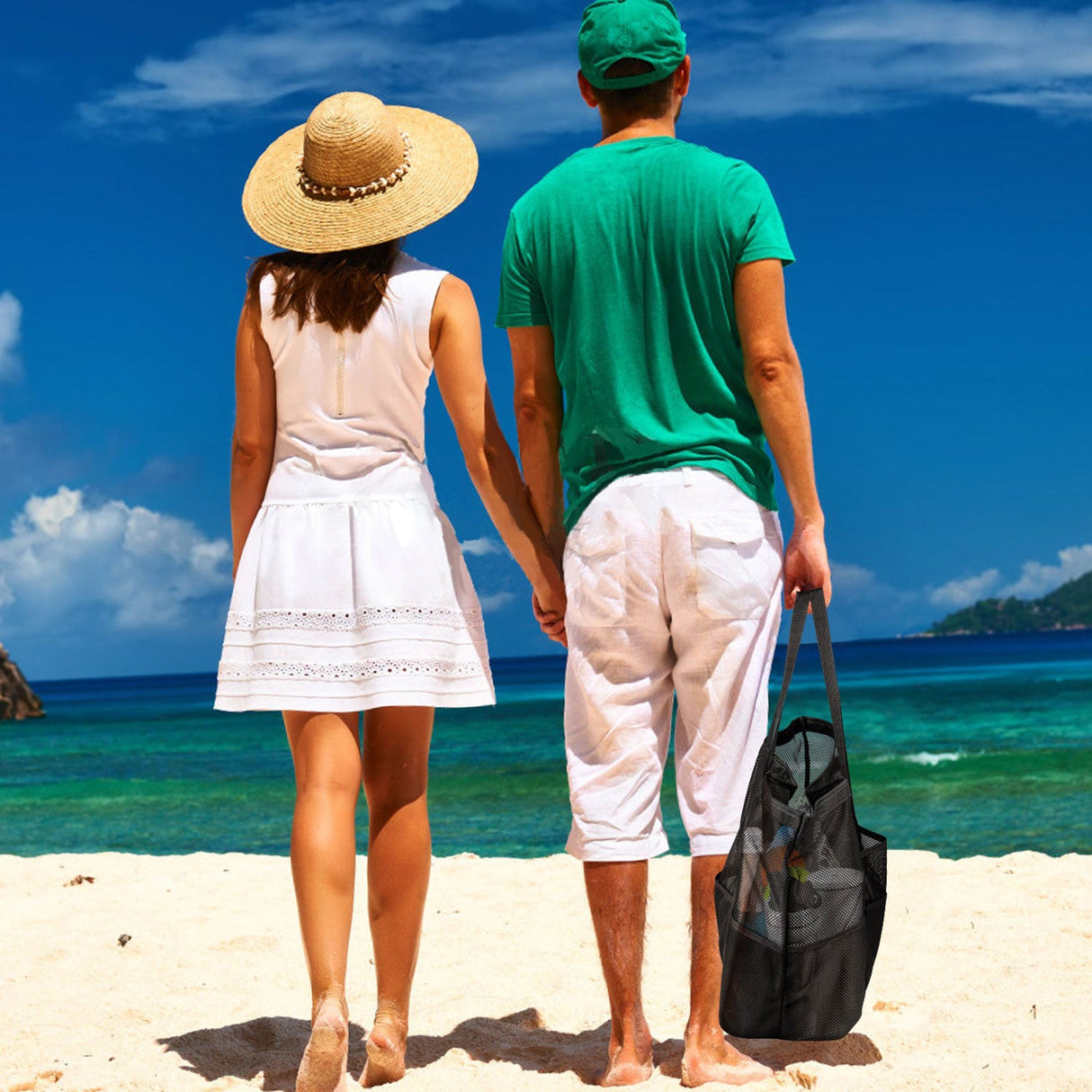 9 Pockets Mesh Beach Tote Bag