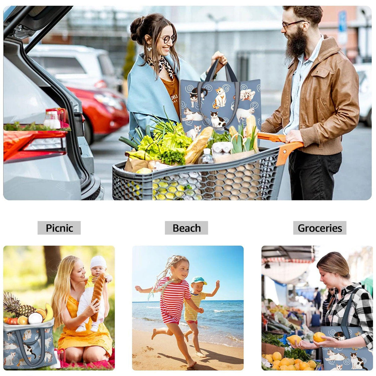 Cats Foldable Tote Bags