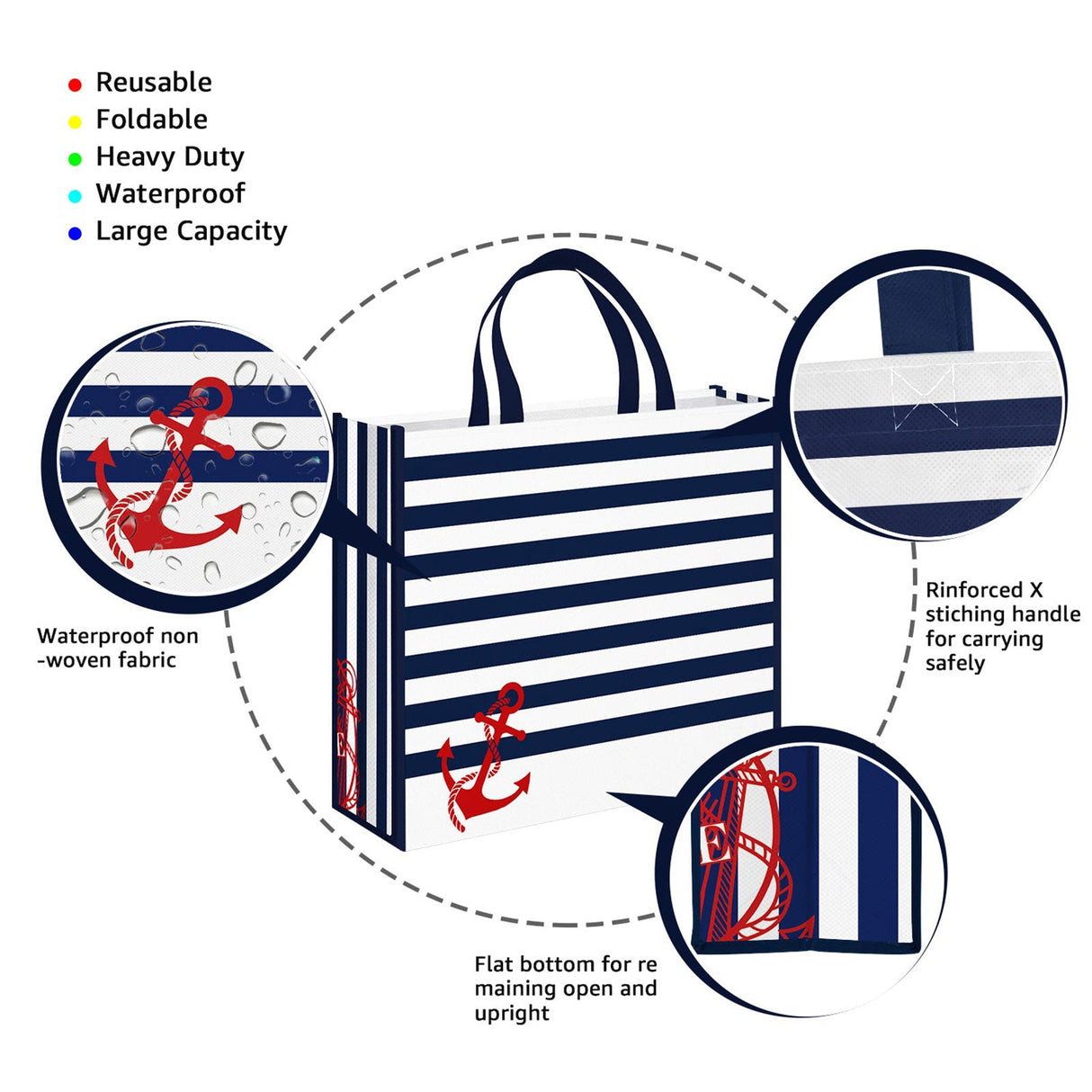 Blue Stripe Tote Bags