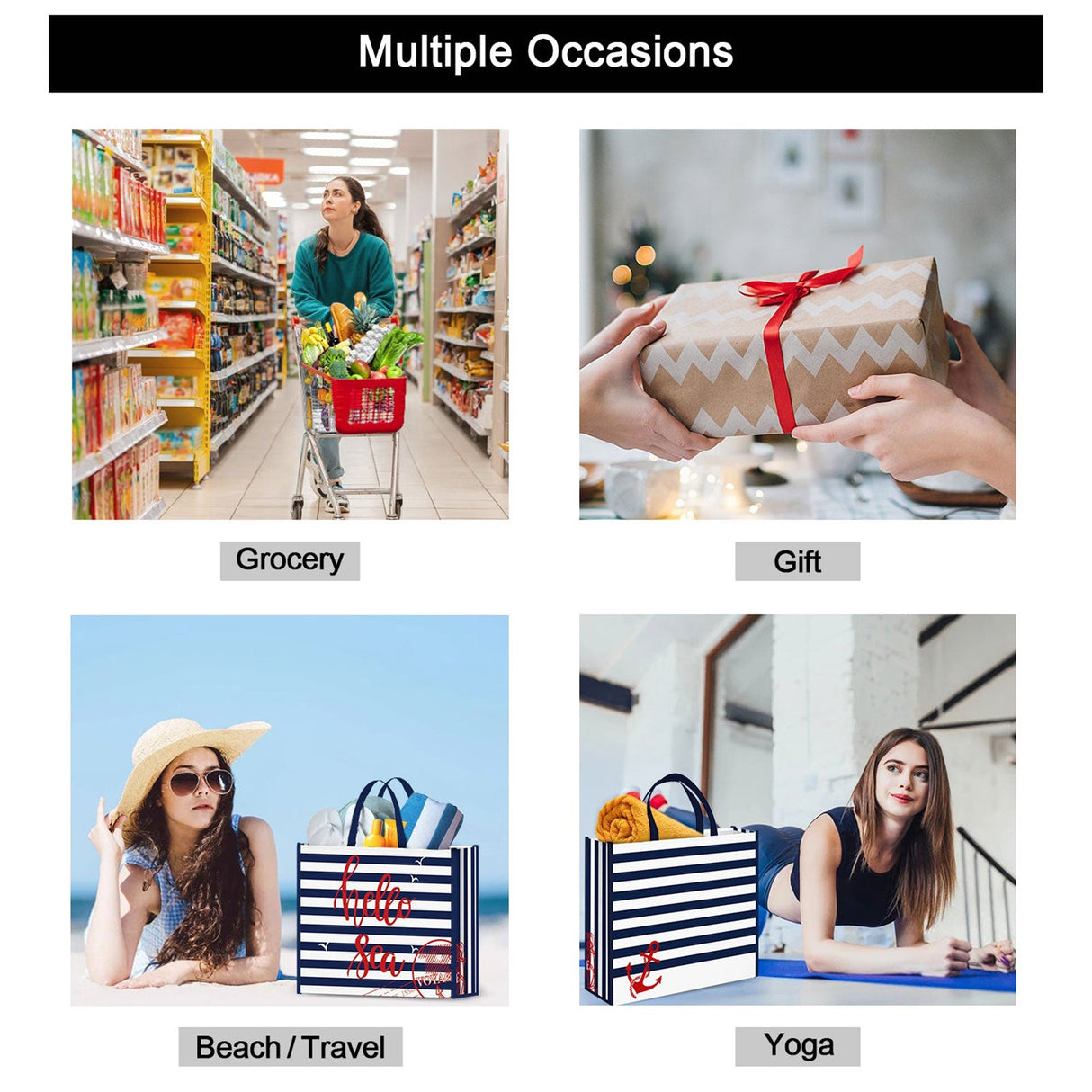 Blue Stripe Tote Bags