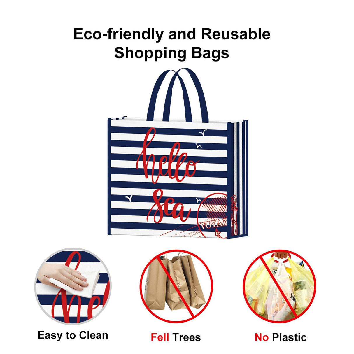 Blue Stripe Tote Bags