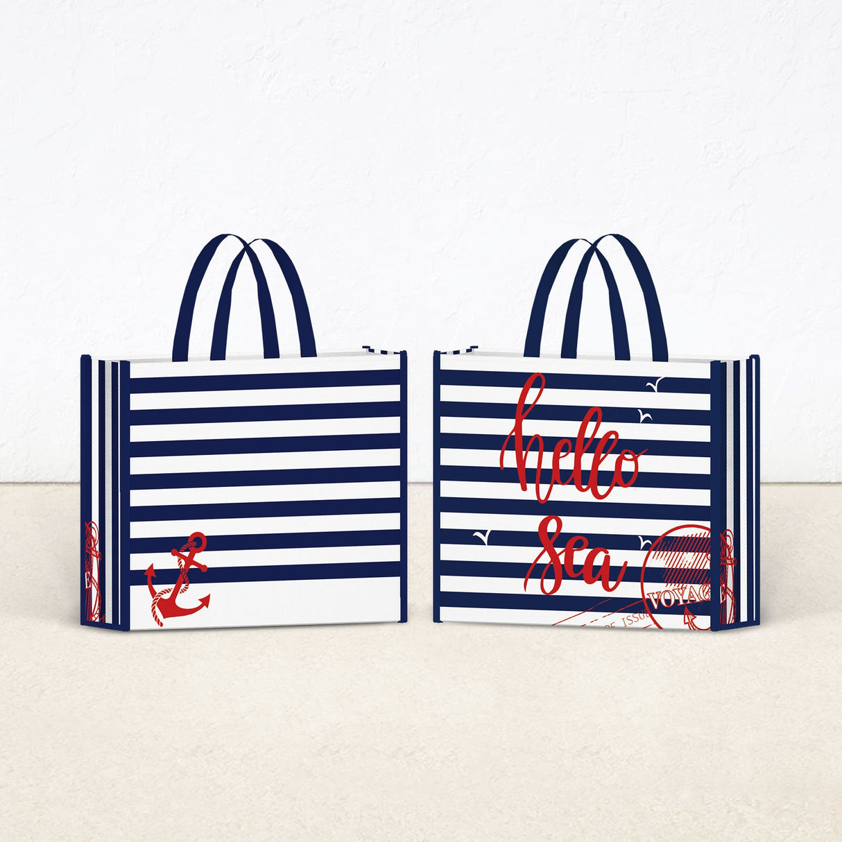 Blue Stripe Tote Bags