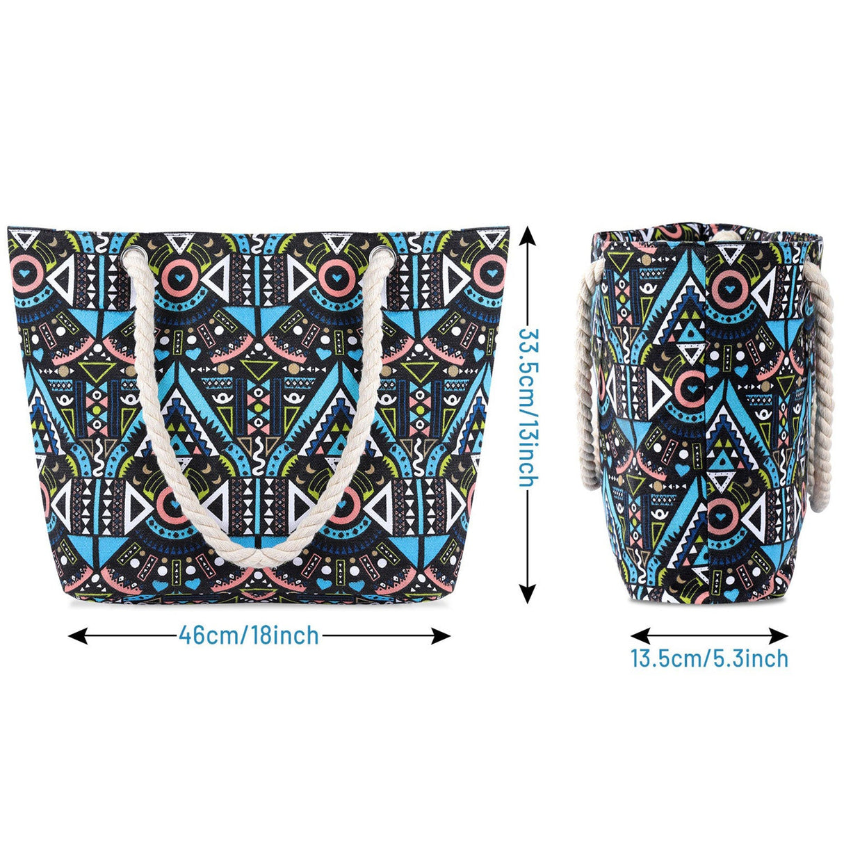 Geometric Pattern Canvas Beach Bags