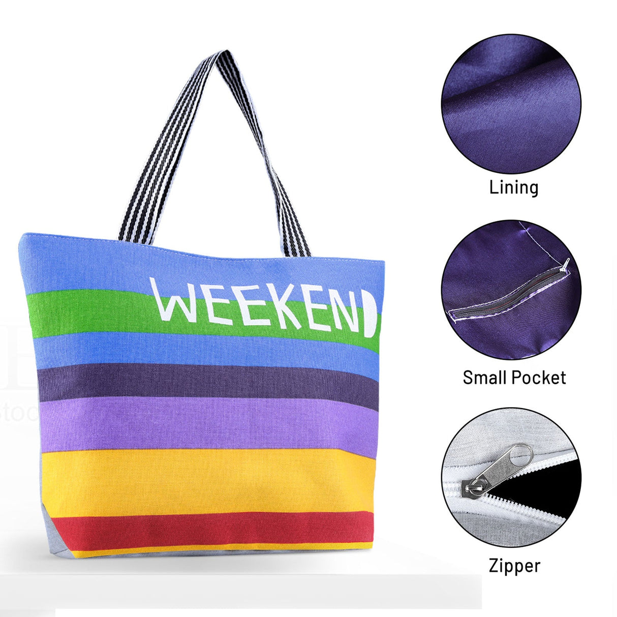 Stripe Canvas Beach Bag