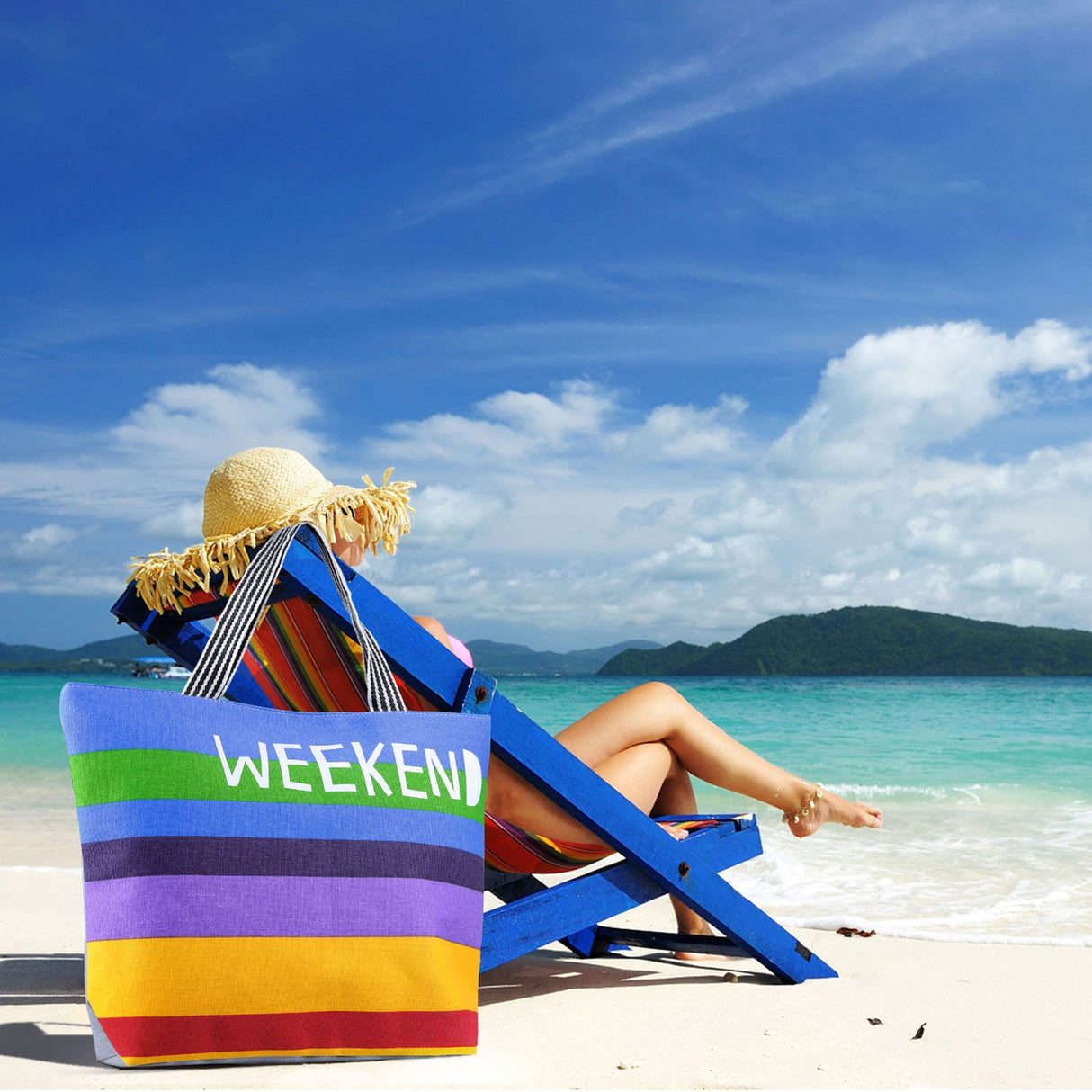 Stripe Canvas Beach Bag