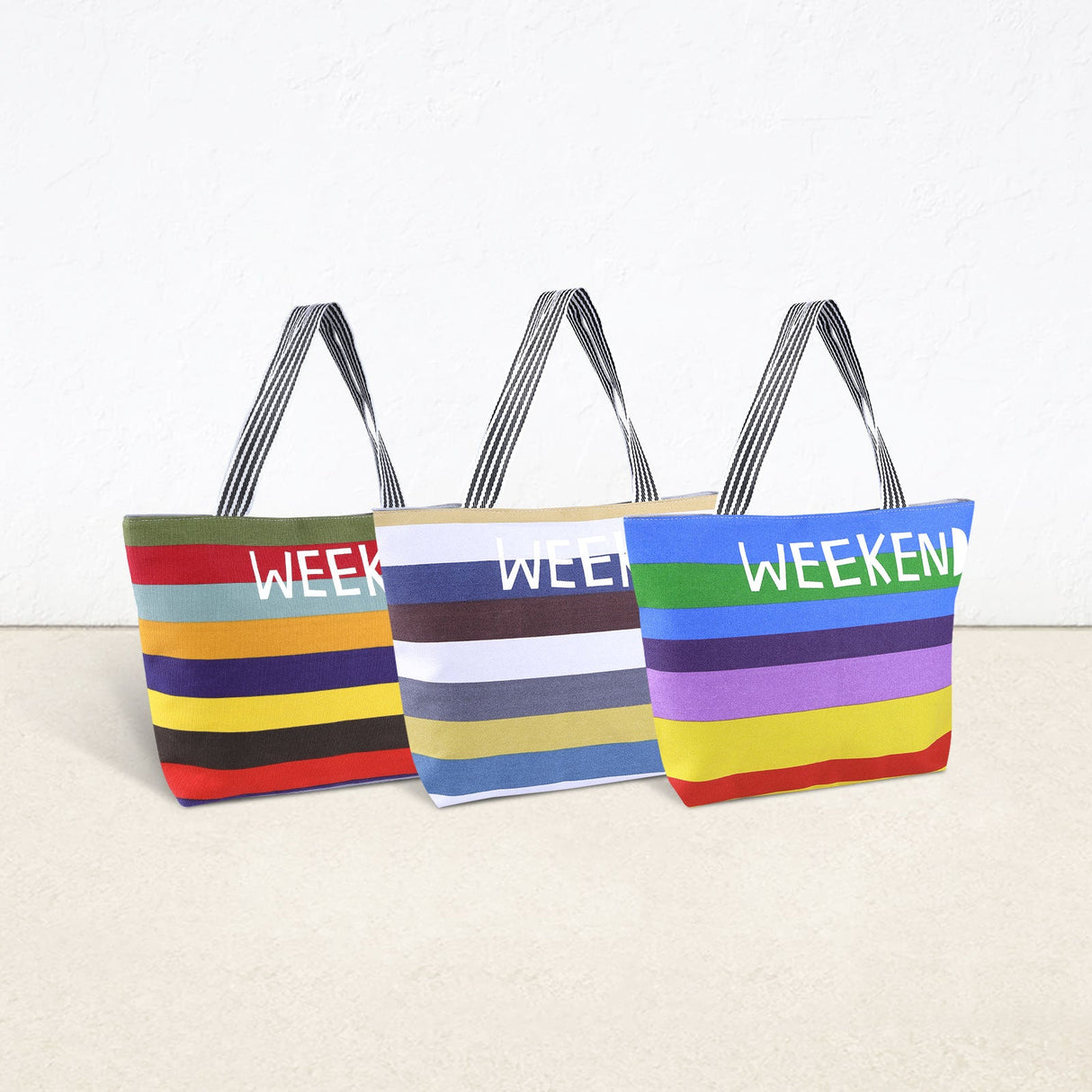 Stripe Canvas Beach Bag