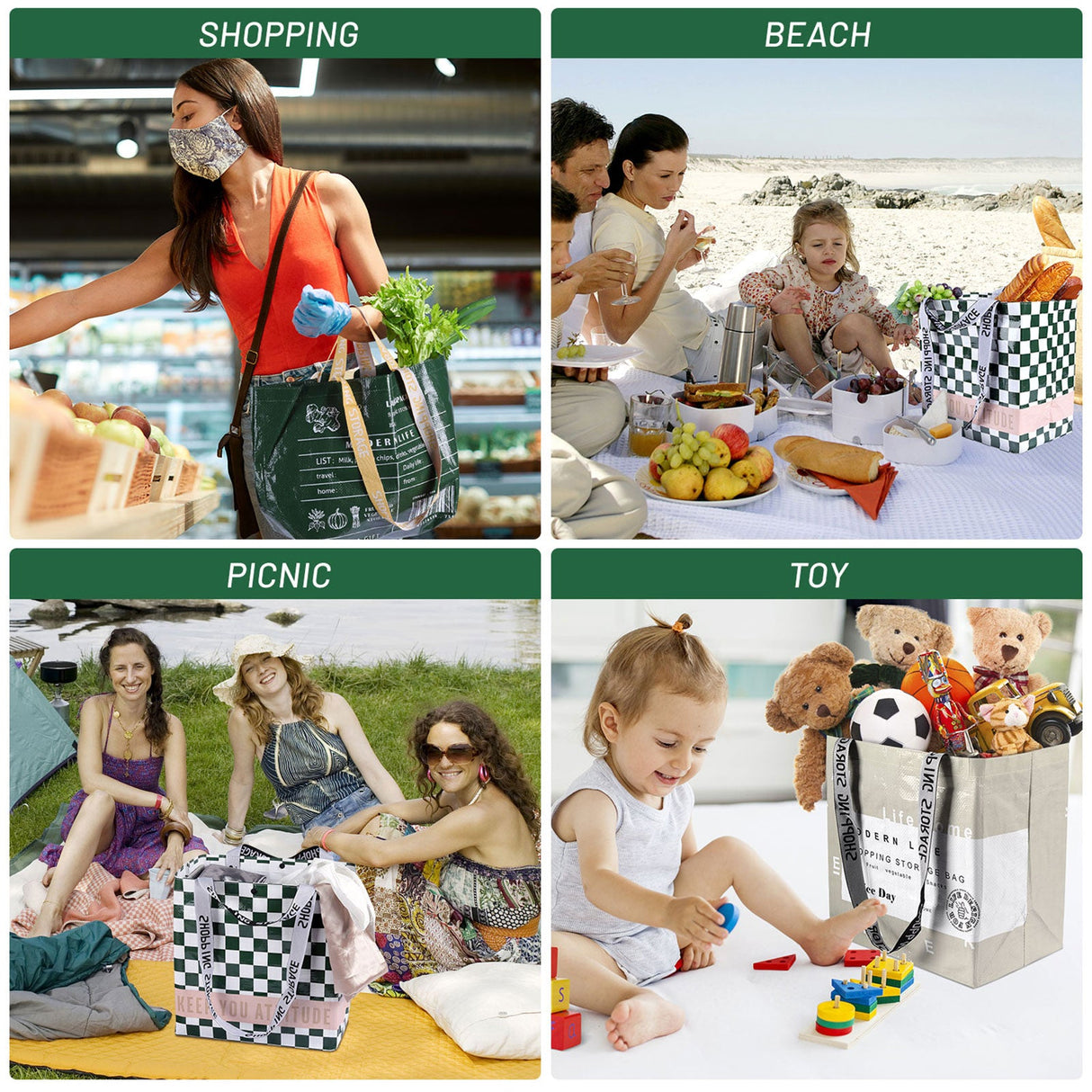 Phrase Foldable Grocery Bags