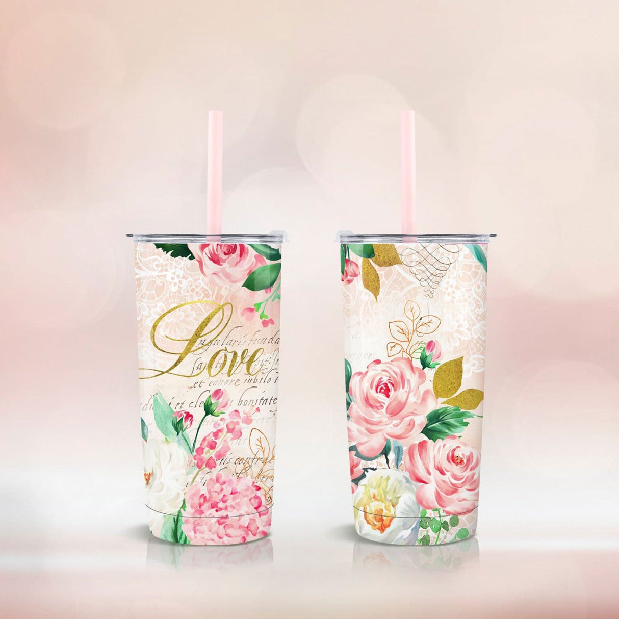Pink Flower Insulated Tumbler