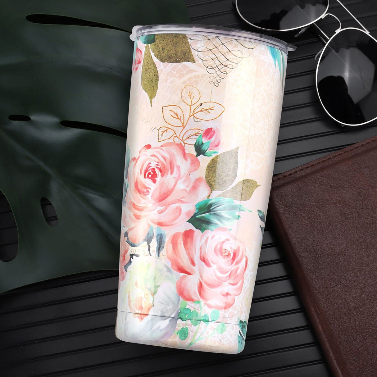 Pink Flower Insulated Tumbler
