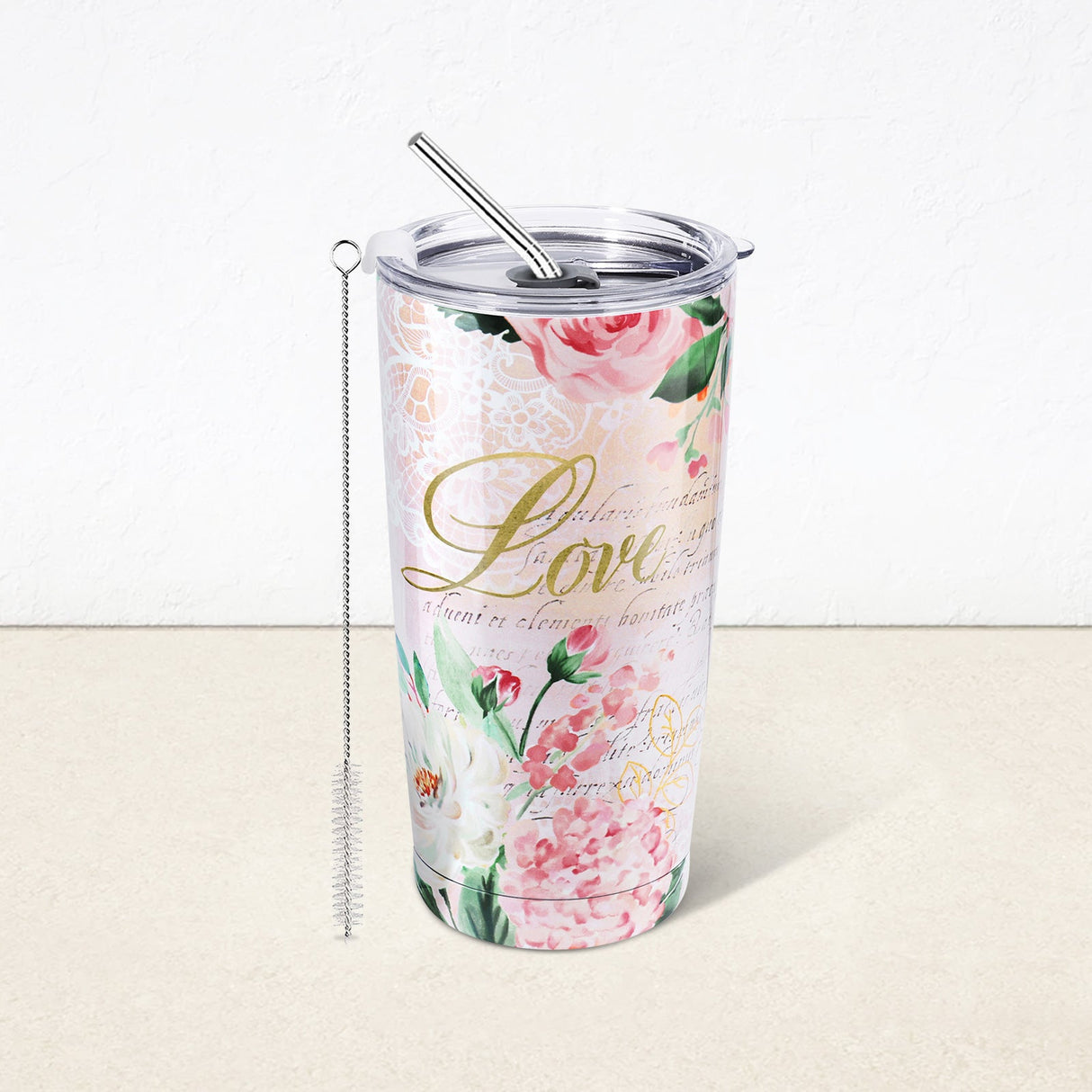 Pink Flower Insulated Tumbler