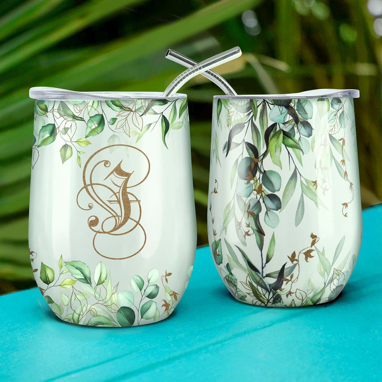 Leaves Letter J Insulated Tumbler