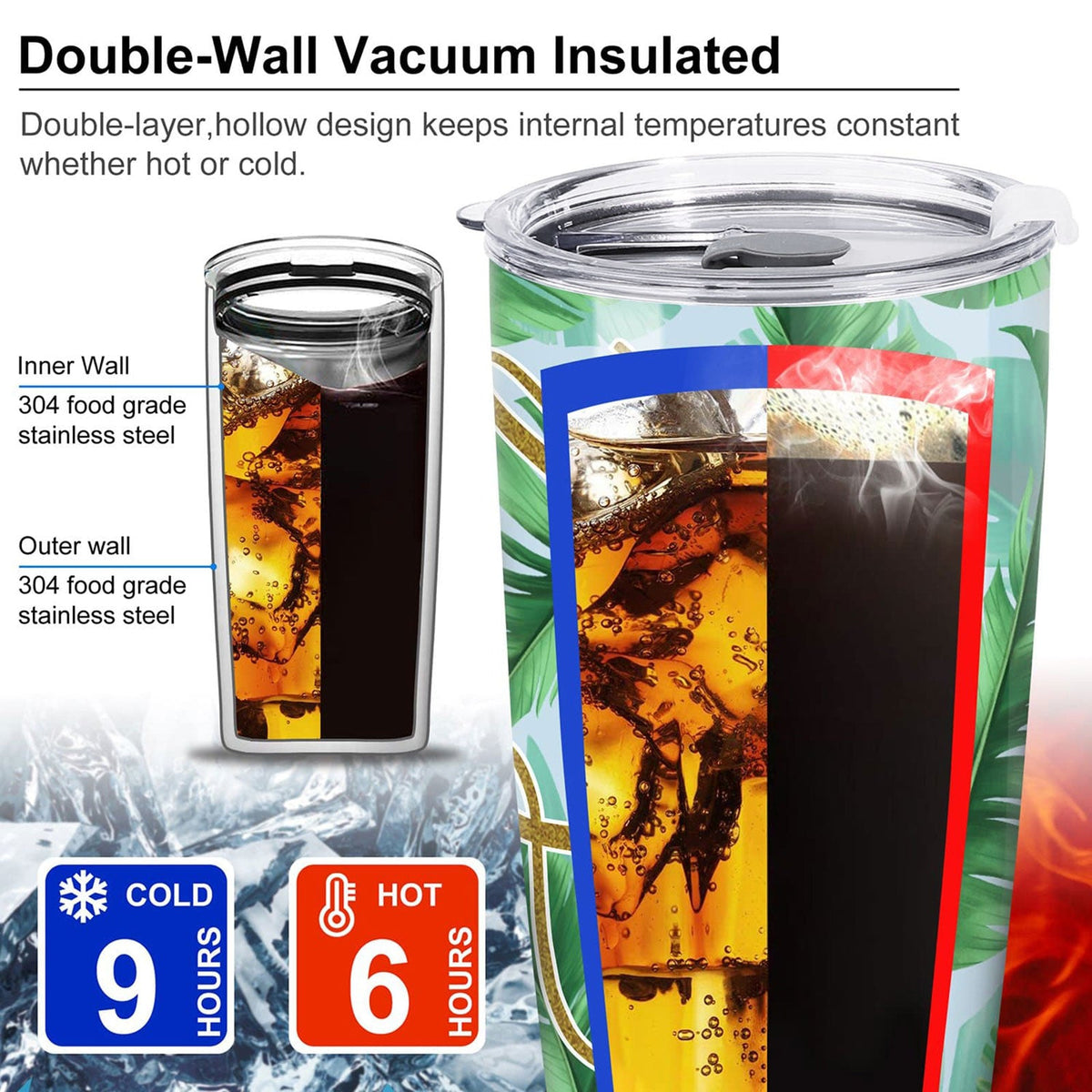 Tropical Leaves Insulated Tumbler